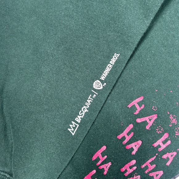 Uniqlo pullover Hoodie Mens Large Green Jean-Michel Basquiat Joker DC Comics - Picture 13 of 15